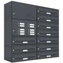 AL Briefkastensysteme 10er Premium Briefkastenanlage Anthrazit inkl. Zeitungsfach