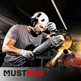 mustbau Sicherheitshelm-Set, EN397 Schutzhelm mit Ohr- und Gesichtsschutz, verstellbares Kopfband von 53 bis 63 cm, strapazierfähiges ABS-Material