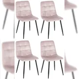 deluke Esszimmerstuhl VOUL Samt Pink 4er Set