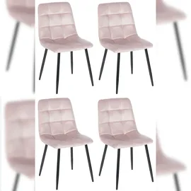 deluke Esszimmerstuhl VOUL Samt Pink 4er Set