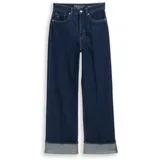 Tom Tailor DENIM Damen TTLINOU WIDE High Waist Jeans mit Turn-Up, blau, Uni, Gr. M/32