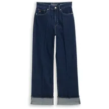 Tom Tailor DENIM Damen TTLINOU WIDE High Waist Jeans mit Turn-Up, blau, Uni, Gr. M/32