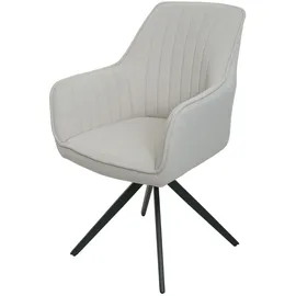 Mendler 2er-Set Esszimmerstuhl HWC-L79, Küchenstuhl Lehnstuhl Stuhl Armlehnen, drehbar Auto-Position Stoff/Textil - creme-beige