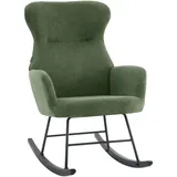 Ti'me Schaukelsessel, Grün, Holz, Metall, Textil, Kautschukholz,Kautschukholz, massiv,Hartholz, 65x97x94 cm, Wippfunktion, Wohnzimmer, Sessel, Schaukelstühle