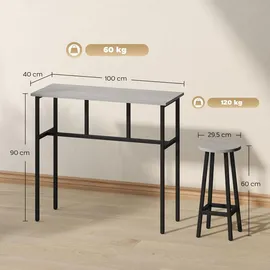 Homcom 2 Bartisch mit 4 Stühlen im Industrial Design Grau