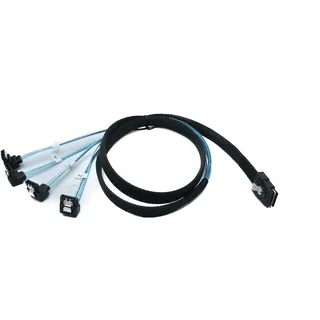 system-s SFF-8087 Kabel 100 cm Mini SAS 36 Pin zu 4x SATA 7 Pin Winkel für RAID Festplatte Motherboard