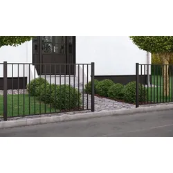 Metall Gartenzaun Basic - Stahlzaun Zaunelement schwarz beschichtet – moderner Metall Vorgartenzaun 150 x 85 cm – Metallzaun für Grundstücksbegrenzung