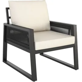 Tectake tectake® Garten-Lounge Set im Rope-Design mit Aluminiumgestell, höhenverstellbare Füße, Tisch mit Lamellenmuster