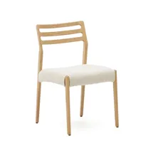 Kave Home Esszimmerstuhl Cudia Chenille beige Eiche