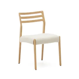 Kave Home Esszimmerstuhl Cudia Chenille beige Eiche
