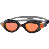 Zoggs Predator Flex Titanium-Smaller Fit Schwimmbrille für Erwachsene, Grey/Black/Mirrored Orange, Kleiner