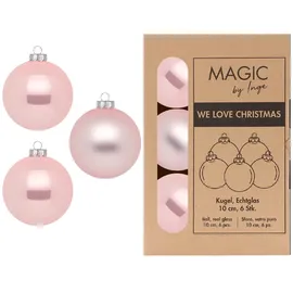 inges magic & goodz Weihnachtskugeln 10cm Glas 6 Stück in Kartonbox Christbaumkugeln Set Lovely Magnolia