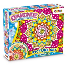 Craze DIAMONDZ MANDALA - Diamond Painting Kinder Mandala Set, DIY Diamant Malerei Bastelset, Mosaikherstellung für Kinder mit Zubehör 36x27cm