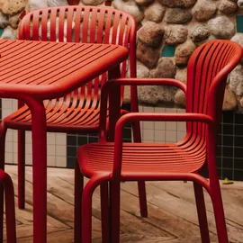 konsimo® Gartenstuhl 57,5 x 53 x 82,5 cm rot 4 St.