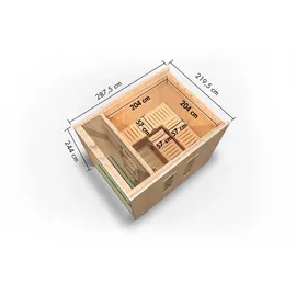Karibu Laguna inkl. 9 kW Bio-Kombiofen + int. Steuerung + Dachkranz