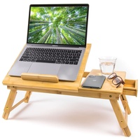 Budu Laptoptisch aus Bambus - Notebooktisch - Betttisch - Verstellbarer Laptoptisch Bambusholz - Laptoptisch Höhenverstellbar - Laptopständer - Frühstück im Bett - Esstisch für Bett