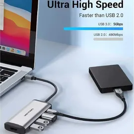 Vention Cnbhb USB-C 5 Ports), Dockingstation - USB Hub, Grau