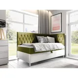 Mirjan24 Boxspringbett Filip Junior 3 100x200, Einzelbett mit Bonellfederkern, Härtegrad - H3 (Farbe: Soft 017 + Fresh 12, Seite zum Öffnen des B... - Grün