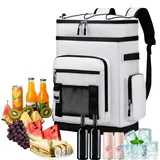 30L Kühlrucksack, Kühltasche Rucksack, Wasserdicht Isolierter Rucksack, 35 Dosen Groß Kühltasche Picknickrucksack, Faltbar Thermo Rucksack, Tragbare Kühlbox für Grillen Picknick Camping Reisen
