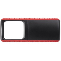 Wedo Lupe Outdoor Rechtecklupe mit LED Beleuchtung inklusive Batterien) schwarz/rot