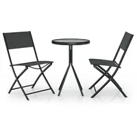 vidaXL 3-tlg. Bistro-Set Stahl Schwarz