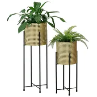 [en.casa] Blumentopf Ständer Mol 2-tlg. Schwarz-Goldfarben [en.casa]