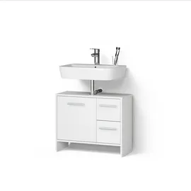 livinity® WASCHBECKENUNTERSCHRANK Amalfi Weiß 70.2 x 57 cm mit 2 Schubladen und 1 Tür