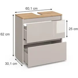 Vicco Waschbeckenunterschrank Majest 2 Schubladen 60,1 x 62 x 30,1 cm Weiß