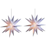 Novaliv Novaliv, Weihnachtsbeleuchtung, 2er Sparset Weihnachtssterne LED Dekosterne 25cm Weiss AUSSEN Kabel mit Trafo 3D Stern 18 Zackig Leuchtstern Weihnachtslicht Winterbeleuchtung 3D Stern Weihnachtslicht