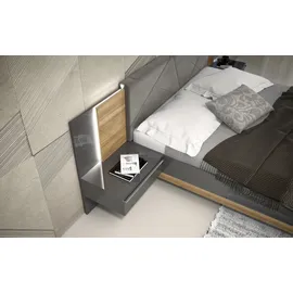 PLACES OF STYLE Nachtkonsole PLACES OF STYLE "Onyx, Nachttisch mit 1 Schublade, hochwertige UV Lackierung Hochglanz", grau (anthrazit, walnussfarben), B:56cm H:92cm T:41cm, Spanplatte, Sideboards, Nachtkonsole, mit Soft-Close-Funktion, Maße (B/T/H) 56/41/92cm