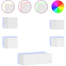 vidaXL 5-tlg. TV-Wohnwand mit LED-Leuchten Weiß
