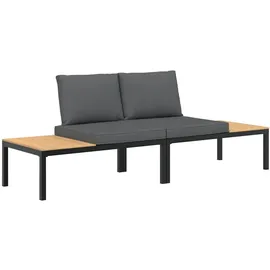 vidaXL Garten-Lounge-Set 2-tlg. schwarz