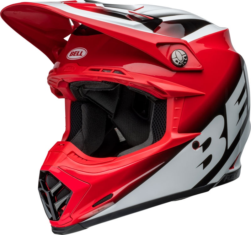 Bell Moto-9S Flex Rail, casque à croix - Rouge/Blanc/Noir - L