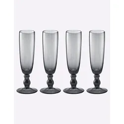 Gläser-Set, grau (grau, grün), B:7cm H:20cm, Glas, Trinkgefäße