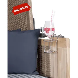 Mr. Deko Strandkorb Komplettset - bene living - Schleswig Pinie - PE mokka Modell 554