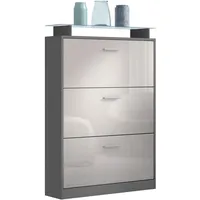 Vladon Schuhschrank, Sand, Holzwerkstoff, 89x128x23 cm, Garderobe, Schuhaufbewahrung, Schuhkipper