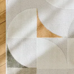 Innenteppich mit Retro-Muster cremefarben  - sweeek
