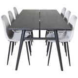 ebuy24 Sleek Essgruppe Esstisch Ausziehbarer Tisch Länge cm 195 / 280 schwarz und 6 Polar Diamond Esszimmerstühle Velour grau.