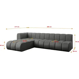 altdecor Ecksofa modulares Sofa Darnel-L2 - 296x177x70 cm Dunkelgrau