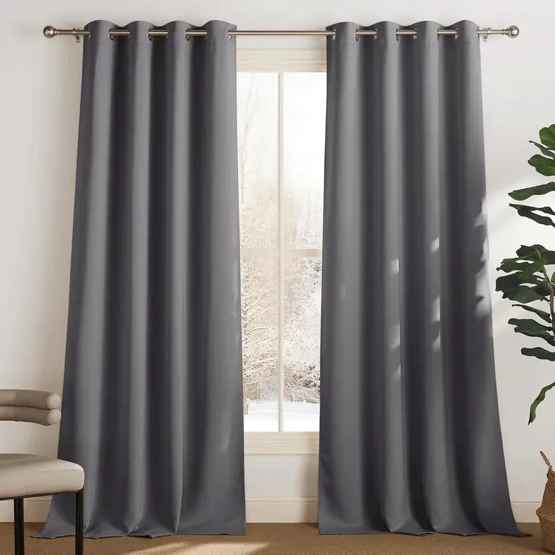 PONY DANCE Verdunkelungsvorhänge mit Ösen, 2 Paneele B140 x L245 cm, Grau