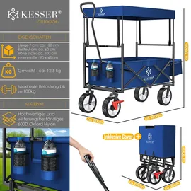 Kesser Bollerwagen faltbar mit Dach blau/navy