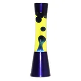 Licht-Erlebnisse Lavalampe aus Glas Aluminium Blau Gelb Jugendzimmer Partyraum H:39,5 cm G9 max. 30 Watt inkl. Leuchtmittel Tischleuchte Retro RINGO