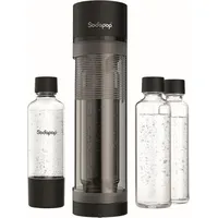 Sodapop Wassersprudler Logan inkl. 2 Glasflaschen (850 & 600 ml) und 1 PET-Flasche (850 ml), Matt Schwarz, Höhe 42,6 cm, ohne CO2-Zylinder