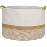 HMF Aufbewahrungskorb mit verstärkten Griffen großer Korb aus Baumwolle 50 x 33 cm weiß-braun