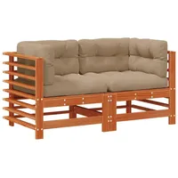 vidaXL Gartenecksofa Massives Kiefernholz braun
