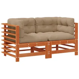 vidaXL Gartenecksofa Massives Kiefernholz braun