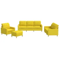 VidaXL 4-tlg. Sofagarnitur mit Kissen Hellgelb Stoff