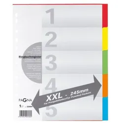 Papierverarbeitung Gnadau Kartonregister 32004-20 blanko A4+ 225g farbige Taben 5-teilig 4013951007284 Papierverarbeitung Gnadau