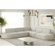 Fun Möbel Ecksofa Designersofa PALMA Stoff Scala Sand Seite Universal
