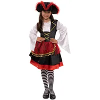 Magicoo Piratenkostüm Mädchen Kinder Gr 110 bis 140 inkl. Kleid, Gürtel & Hut - Piraten Kostüm Fasching (122/128)